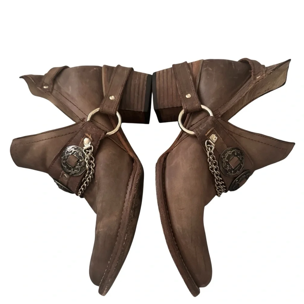 Freebird Mystic O Silver Ring Concho and Chain Western Handmade Leather Boots 11 - Picture 9 of 11